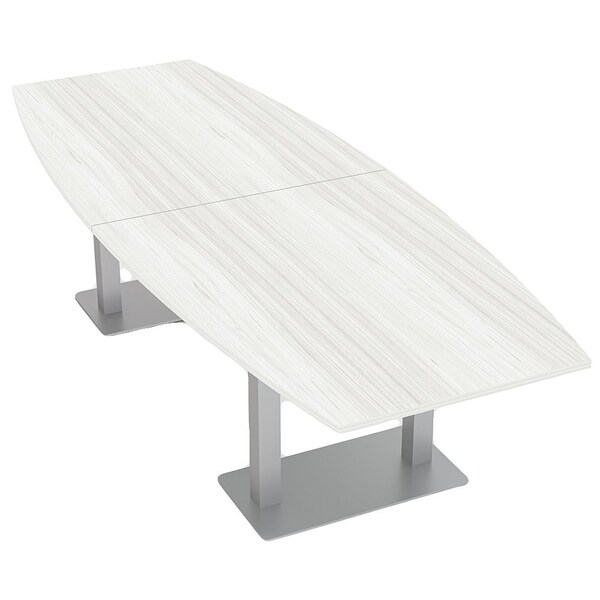 Skutchi Designs Boat Shaped 10 Person Conference Room Table, 46" W, 10 ft L, 29" H, White Cypress HAR-BOT-46X119-DOU-WHITECYPRESS - main